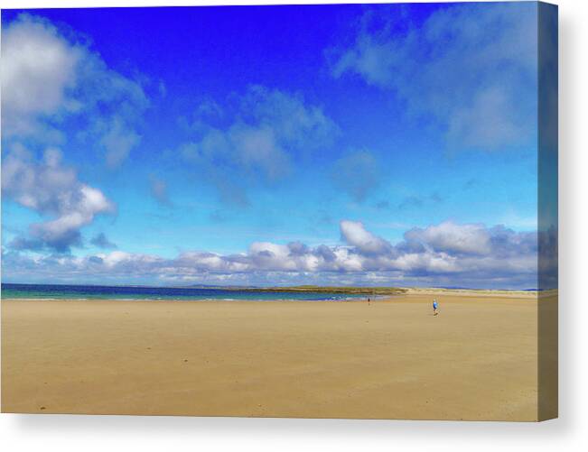 Achill Island Canvas Print featuring the photograph The long Golden Strand in Dugort on Achill Island by Paul Mc Namara