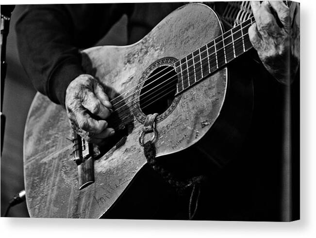 Willie Nelson And His Guitar Trigger. Canvas Print featuring the photograph Trigger and Willie by Ty Helbach