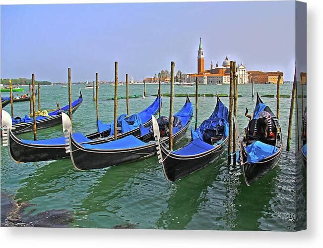 Venice Canvas Print featuring the photograph Venice, Italy - Gondolas by Richard Krebs