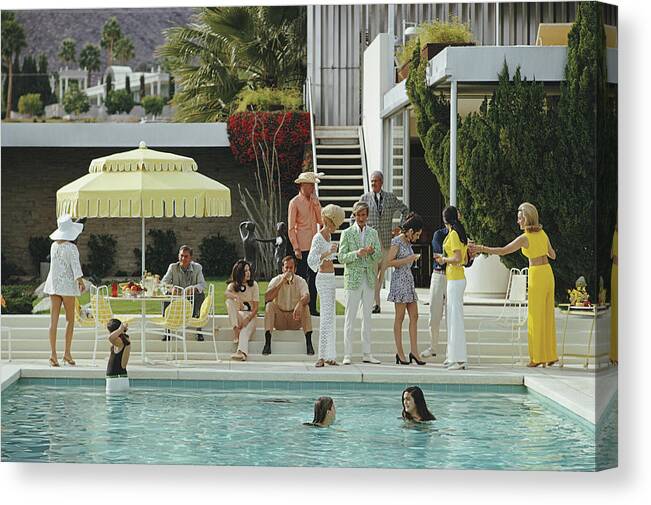People Canvas Print featuring the photograph Kaufmann Desert House by Slim Aarons