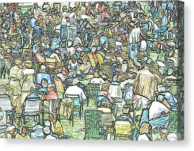 Outdoor Crowd Canvas Print featuring the mixed media Outdoor Crowd by Kellice Swaggerty