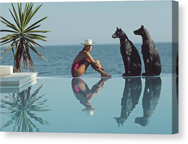 People Canvas Print featuring the photograph Pantz Pool #1 by Slim Aarons