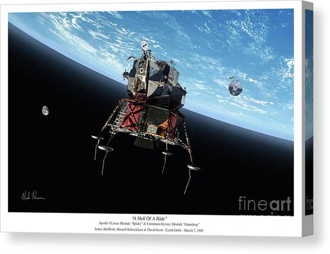 Apollo 9 Canvas Print featuring the digital art A Hell Of A Ride by Mark Karvon