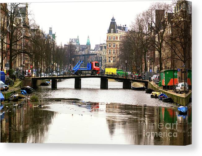 Amsterdam Canal Canvas Print featuring the photograph Amsterdam Canal 2009 by John Rizzuto