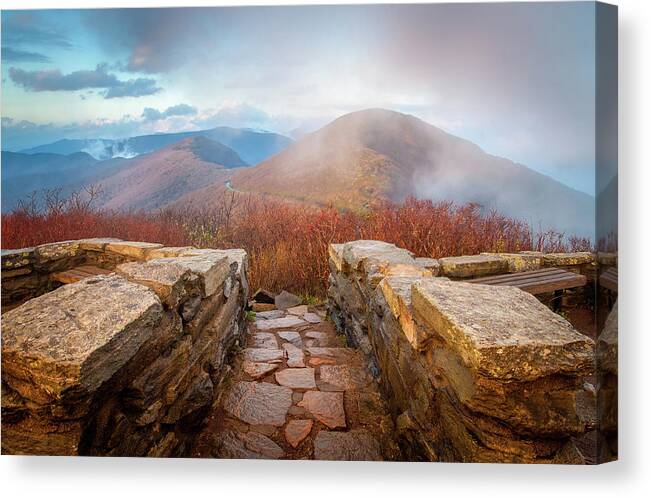 Outdoors Canvas Print featuring the photograph Blue Ridge Parkway Asheville NC Craggy Pinnacle Stonework by Robert Stephens