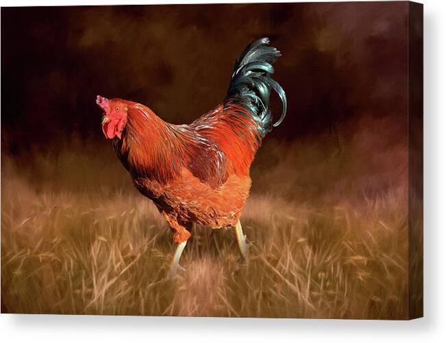 Rooster Canvas Print featuring the photograph Cock-A-Doodle-Doo by Donna Kennedy