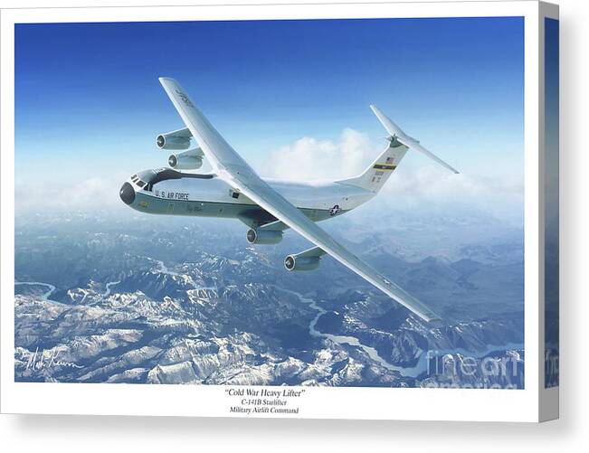 Starlifter Canvas Print featuring the painting Cold War Heavy Lifter by Mark Karvon