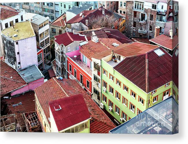 Karakoy Building Colors Canvas Print featuring the photograph Karakoy Building Colors in Istanbul by John Rizzuto