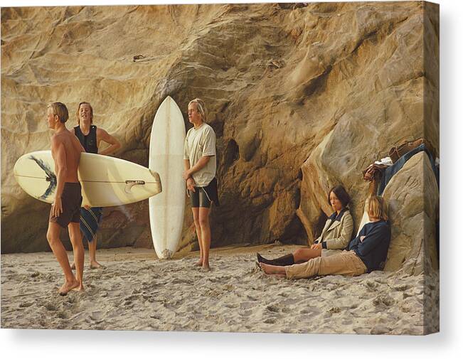 Young Men Canvas Print featuring the photograph Laguna Beach Surfers by Slim Aarons