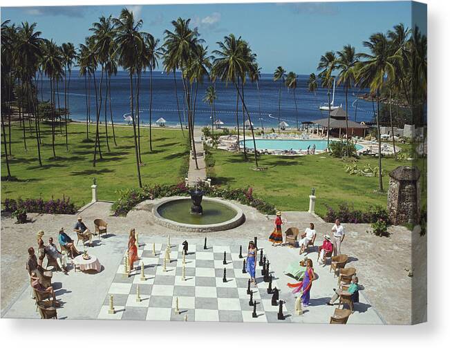 People Canvas Print featuring the photograph Megachess by Slim Aarons