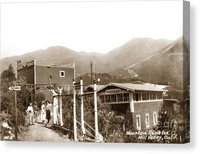 Mountain Home Canvas Print featuring the photograph Mountain Home Inn, on Mt. Tamalpais, Mill Valley, California 1930 by Monterey County Historical Society