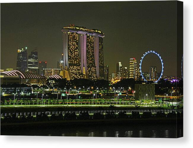 Singapore Canvas Print featuring the photograph Singapore, Singapore - Marina Bay Sands Park by Richard Krebs