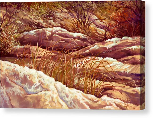 Spring Canvas Print featuring the painting Spring Snow by Hans Neuhart