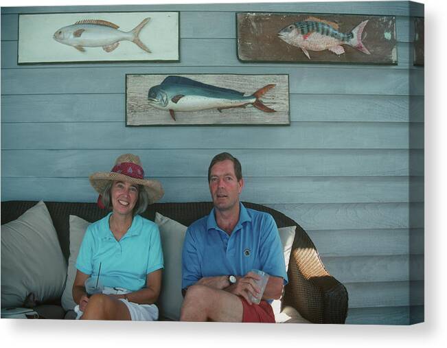 Sofa Canvas Print featuring the photograph The Vehslages by Slim Aarons