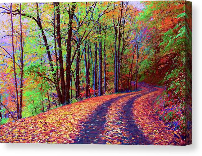 Autumn Canvas Print featuring the painting Tracks Thru Autumn AP by Dan Carmichael