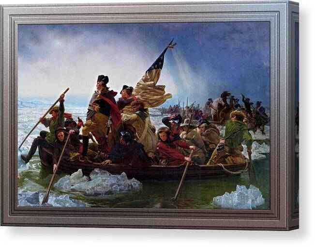 Washington Crossing The Delaware Canvas Print featuring the painting Washington Crossing the Delaware by Emanuel Leutze by Xzendor7
