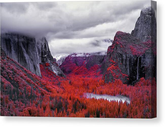Yosemite Canvas Print featuring the photograph Yosemite in Red by Jon Glaser