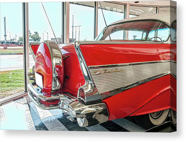 © 2012 Lou Novick Canvas Print featuring the photograph 1956 Chevy Bel Air by Lou Novick