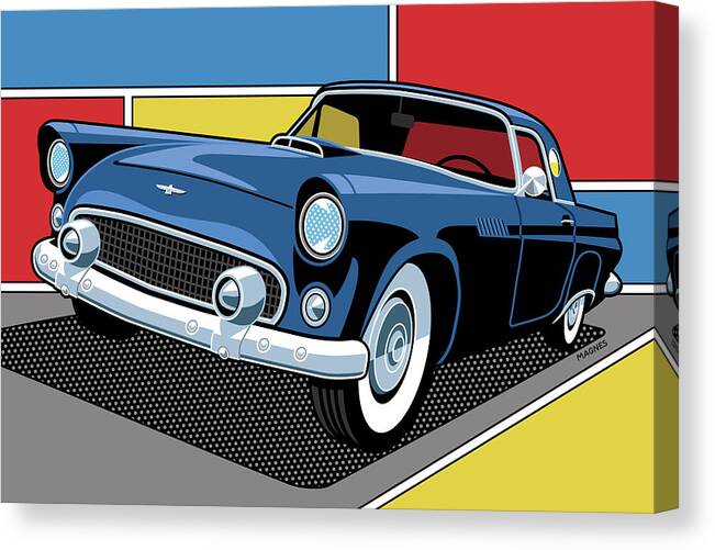 Car Art Canvas Print featuring the digital art 1956 Ford T-Bird by Ron Magnes