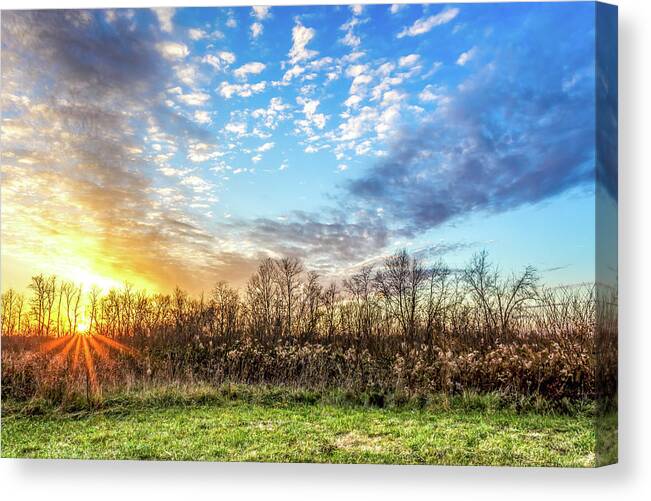 Sunset Canvas Print featuring the photograph Winter Sunset by Ed Newell