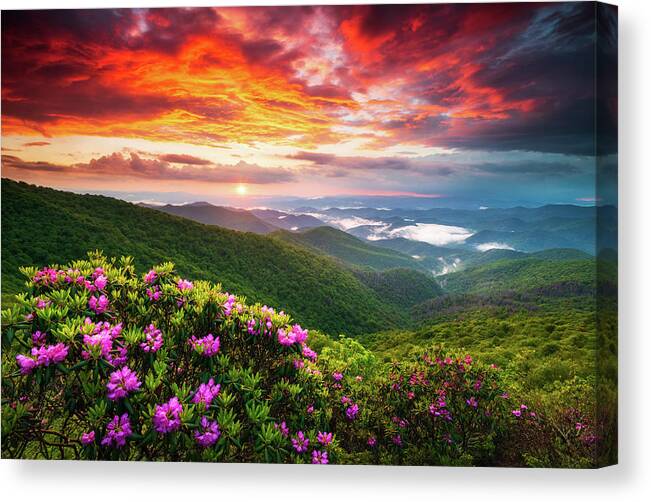 Blue Ridge Parkway Canvas Print featuring the photograph Asheville North Carolina Blue Ridge Parkway Scenic Sunset Landscape by Dave Allen