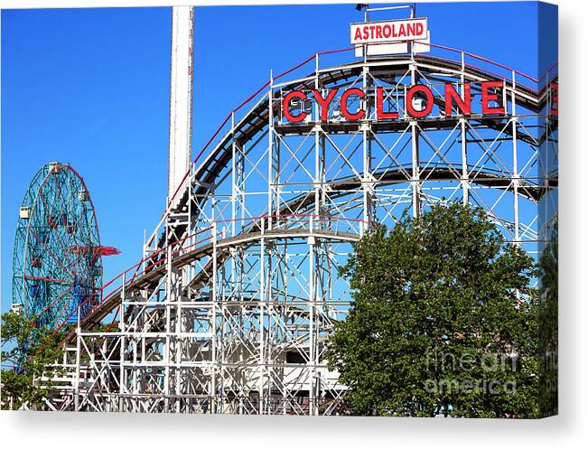 Astroland Park Rides Canvas Print featuring the photograph Astroland Park Rides at Coney Island in Brooklyn by John Rizzuto