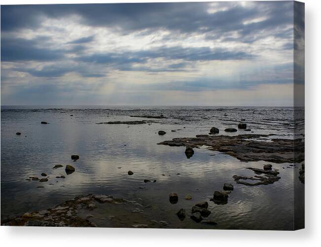 Door County Canvas Print featuring the photograph Cana Island Clouds by Deb Beausoleil