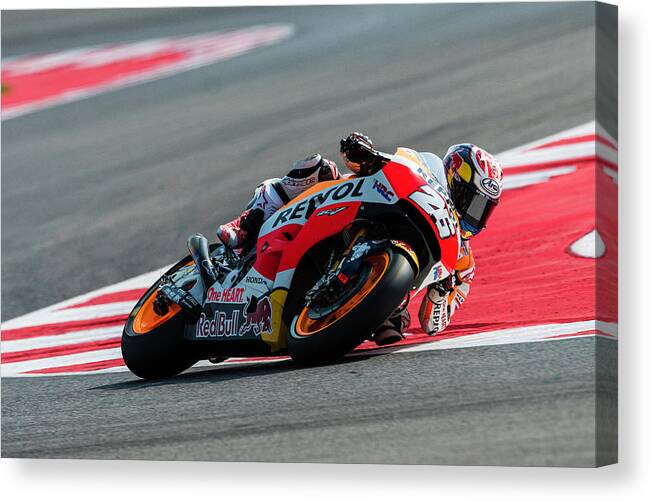 Misano World Circuit Canvas Print featuring the photograph Dani Pedrosa Misano 2016 by Tony Goldsmith