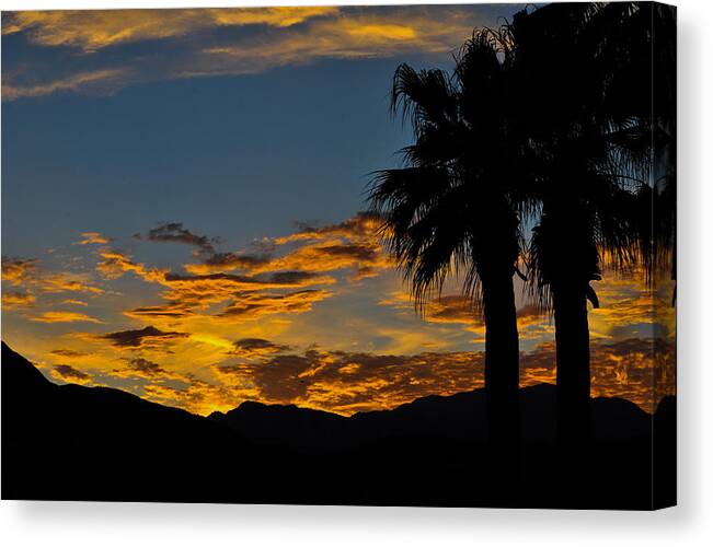 Afterglow Canvas Print featuring the photograph Desert Afterglow on Santa Rosa and San Jacinto Mountains in California by Bonnie Colgan