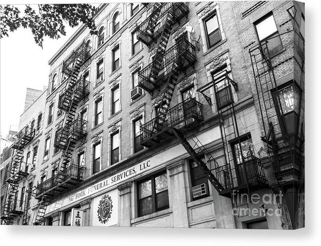 Double Fire Escape Canvas Print featuring the photograph Double Fire Escape in New York City by John Rizzuto