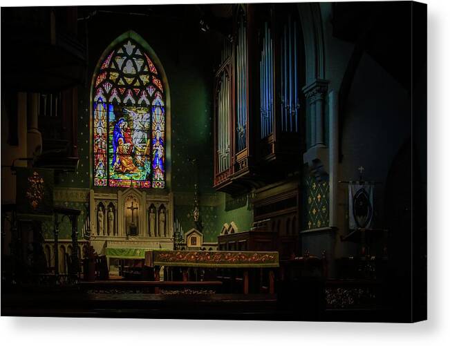 Church Altar Canvas Print featuring the photograph Early Morning Altar by Deb Beausoleil