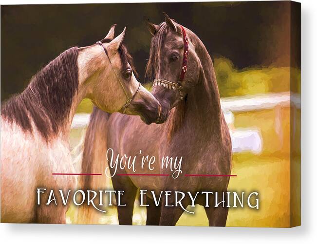 Nuzzling Horses Canvas Print featuring the digital art Horses My Everything by Steve Ladner