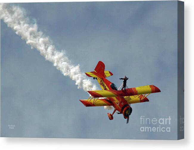 Gene Soucy Canvas Print featuring the photograph Just Winging It with Theresa Stokes and Gene Soucy by Kenny Bosak