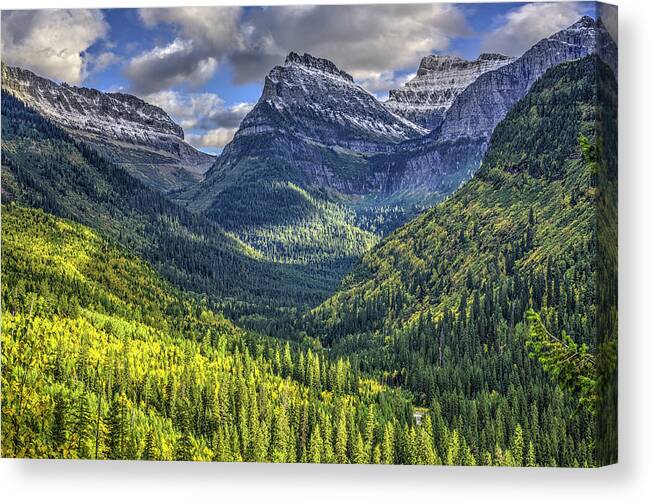 The Alpine Valley Of Glacier National Park Canvas Print featuring the photograph Magical by Carolyn Hall