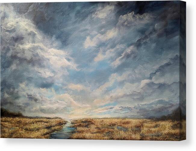 Landscape Canvas Print featuring the painting Marshland Symphony by Jai Johnson