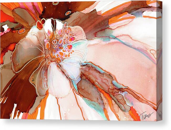  Canvas Print featuring the painting Mocha Bloom by Julie Tibus