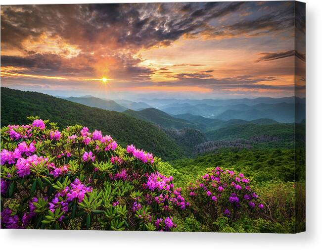 Asheville Canvas Print featuring the photograph North Carolina Appalachian Mountains Blue Ridge Parkway Sunset Landscape Asheville NC by Dave Allen