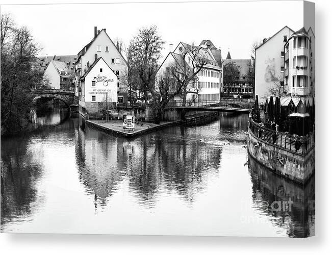 Pegnitz River View Canvas Print featuring the photograph Pegnitz River View in Nuremberg by John Rizzuto