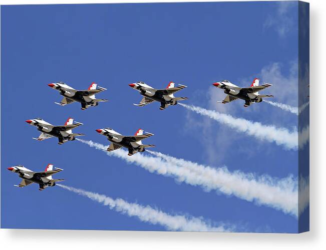 Usaf Thunderbirds Canvas Print featuring the photograph Poetry In The Sky by Donna Kennedy