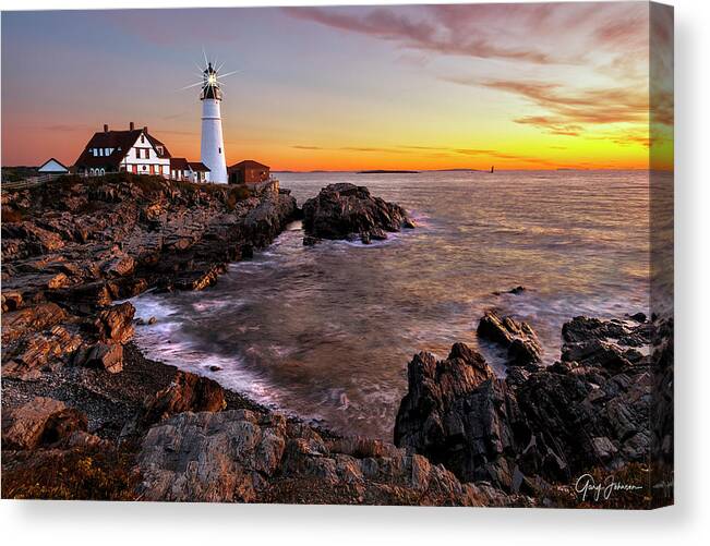 Maine Canvas Print featuring the photograph Portland Head Lighthouse by Gary Johnson