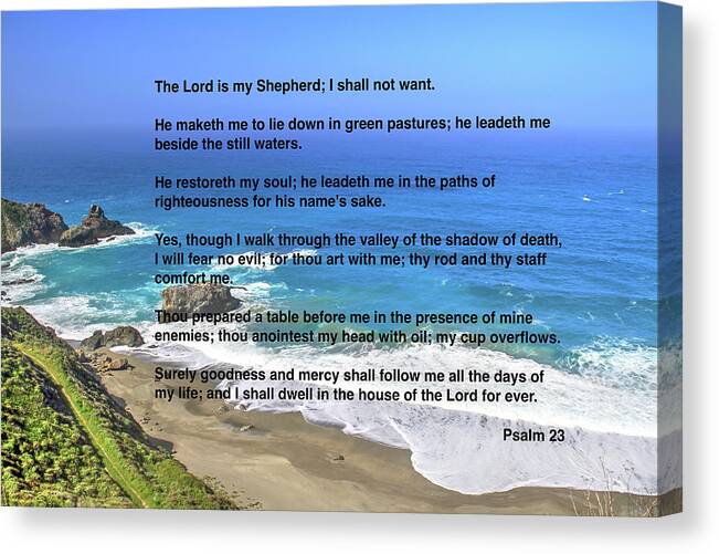 Psalm 23 Canvas Print featuring the photograph Psalm 23 by Donna Kennedy