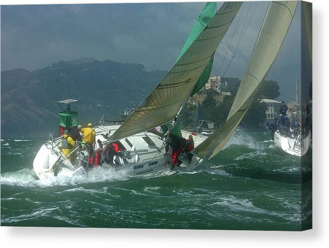 Big Wind Canvas Print featuring the photograph Big Wind on Race Day, San Francisco Bay by Bonnie Colgan