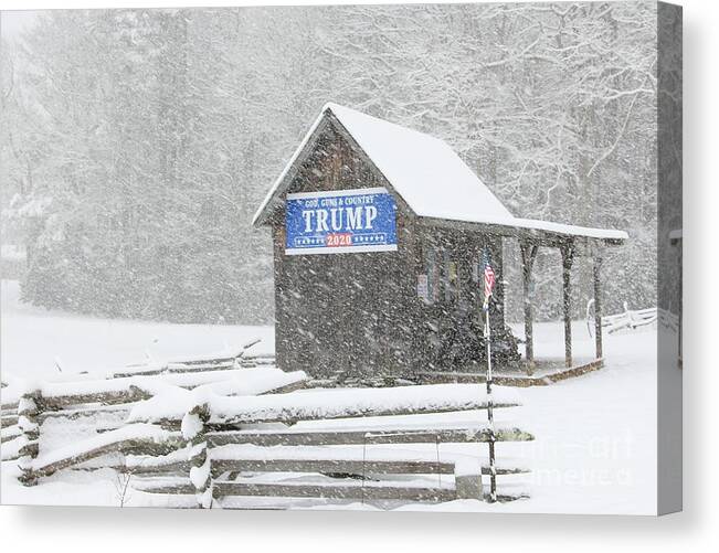 Donald Trump Canvas Print featuring the photograph Silenced in the Snow by Benanne Stiens