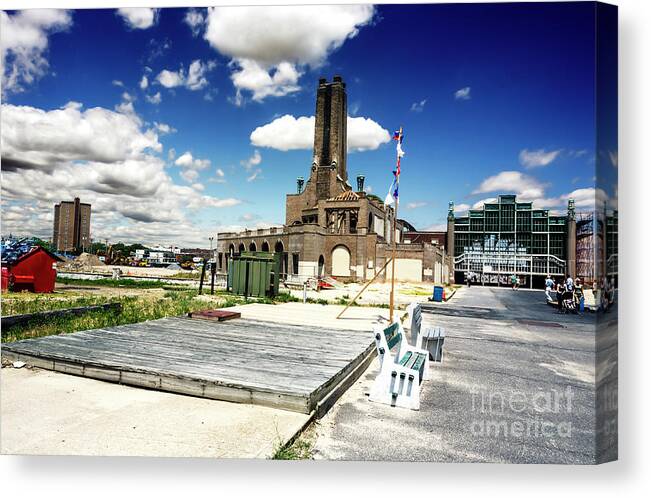 Steam Plant And Casino At Asbury Park Canvas Print featuring the photograph Steam Plant and Casino at Asbury Park by John Rizzuto