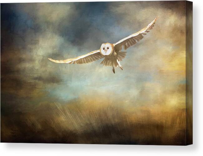Owl Canvas Print featuring the digital art Sunrise Flight by Nicole Wilde