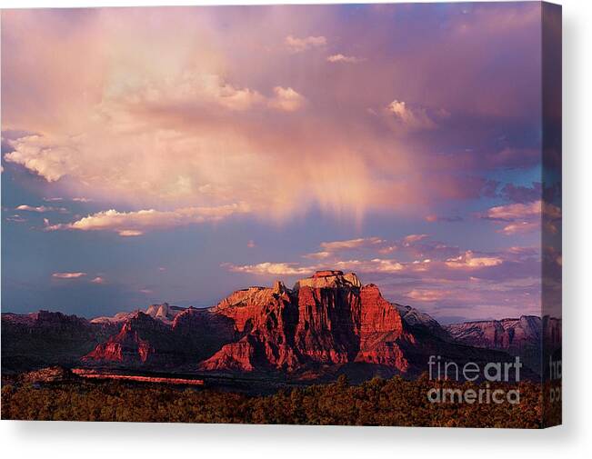 North America Canvas Print featuring the photograph Sunset on West Temple Zion National Park by Dave Welling
