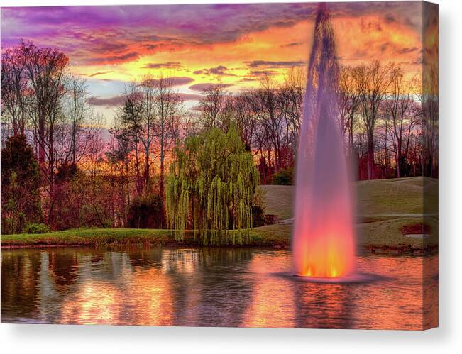 North Carolina Canvas Print featuring the photograph Sunset Sky Glowing Waters by Dan Carmichael