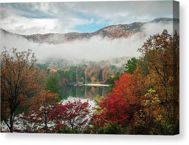 Outdoors Canvas Print featuring the photograph Table Rock State Park SC Pinnacle Lake Autumn by Robert Stephens