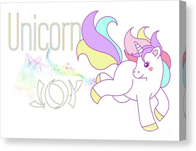 Unicorn Canvas Print featuring the digital art Unicorn Joy by Tanya Owens