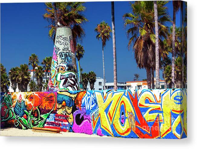 Venice Beach Mural Colors Canvas Print featuring the photograph Venice Beach Mural Colors in California by John Rizzuto